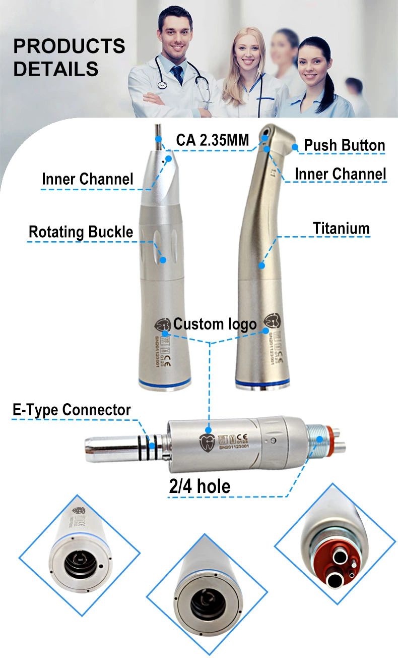 2/4 Hole 1: 1 Low Speed Dental Handpiece Kit with Contra Angle/Straight Handpiece